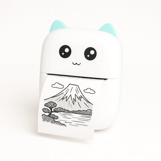mini imprimante photo thermique chat bleu mignon montagne